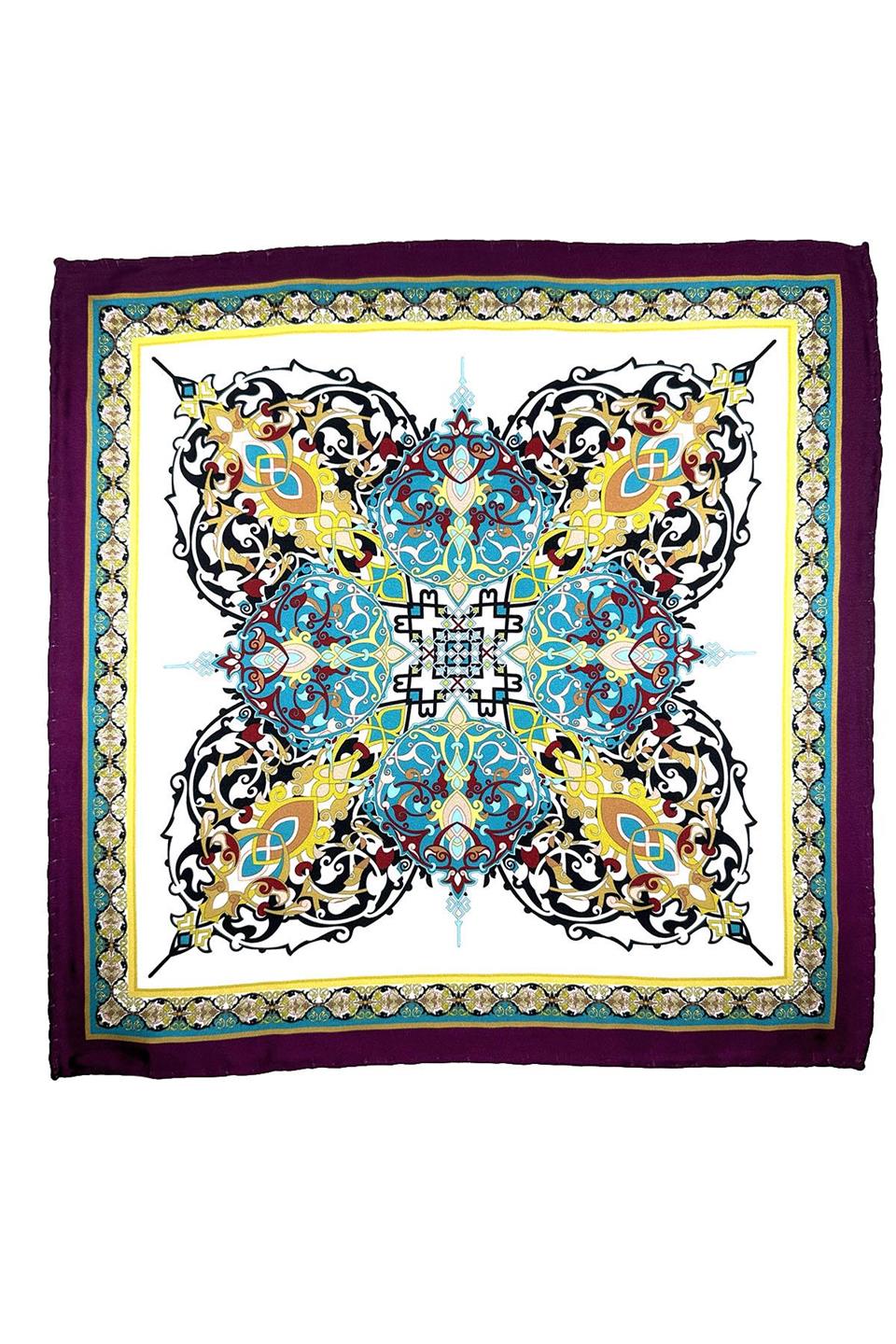 Mürdüm - Çok Renkli Motif Desen Erkek Cep Mendili SPS630-110