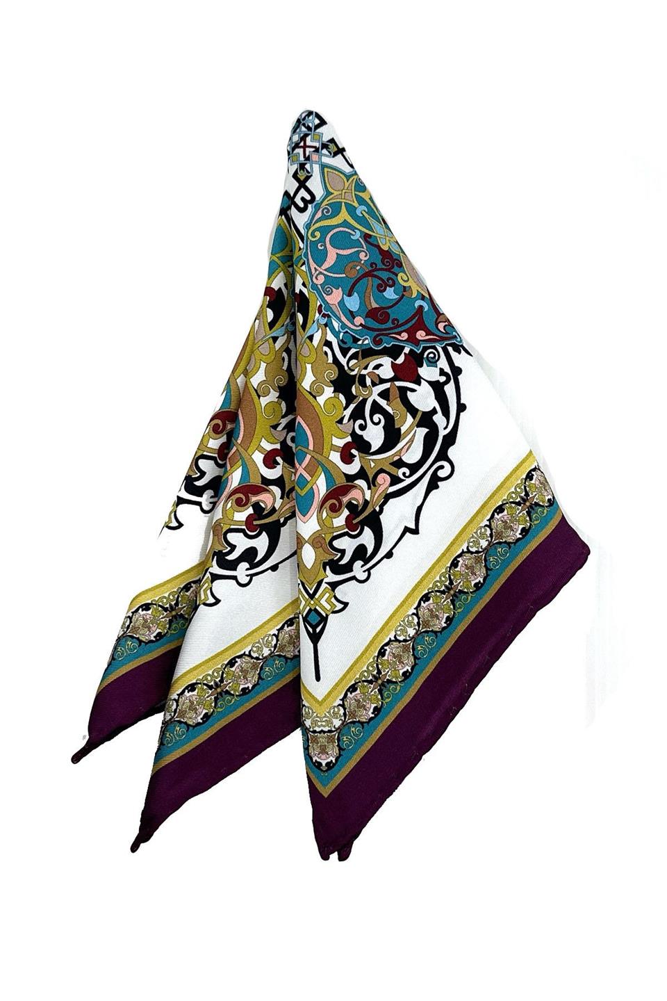 Mürdüm - Çok Renkli Motif Desen Erkek Cep Mendili SPS630-110