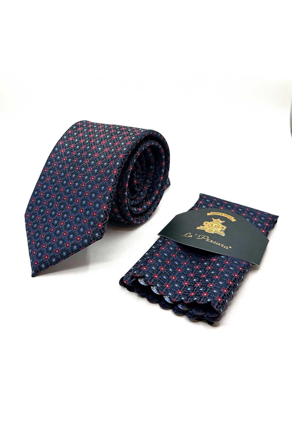 Mürdüm - Haki Puantiye Desen Mendilli Klasik Kravat KK12963