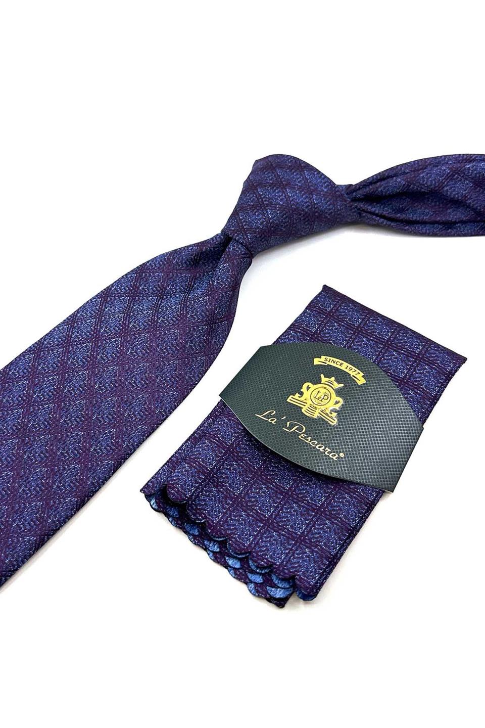 Mürdüm Kare Desen Mendilli Klasik Kravat KK12483