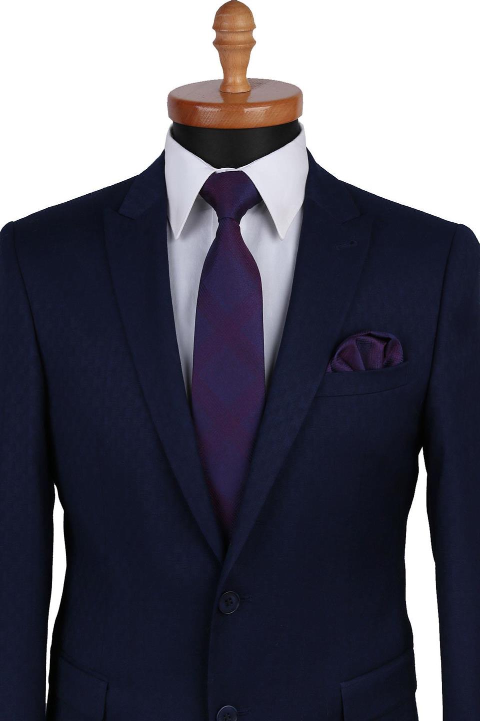 Mürdüm Kendinden Desen Mendilli Klasik Kravat KK9582