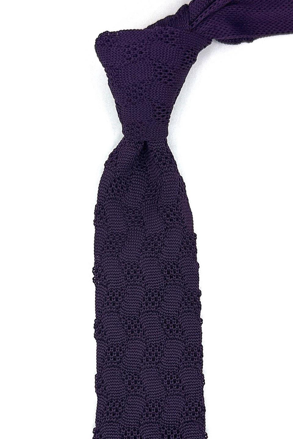 Mürdüm Kendinden Desen Örgü Kravat ÖR8347