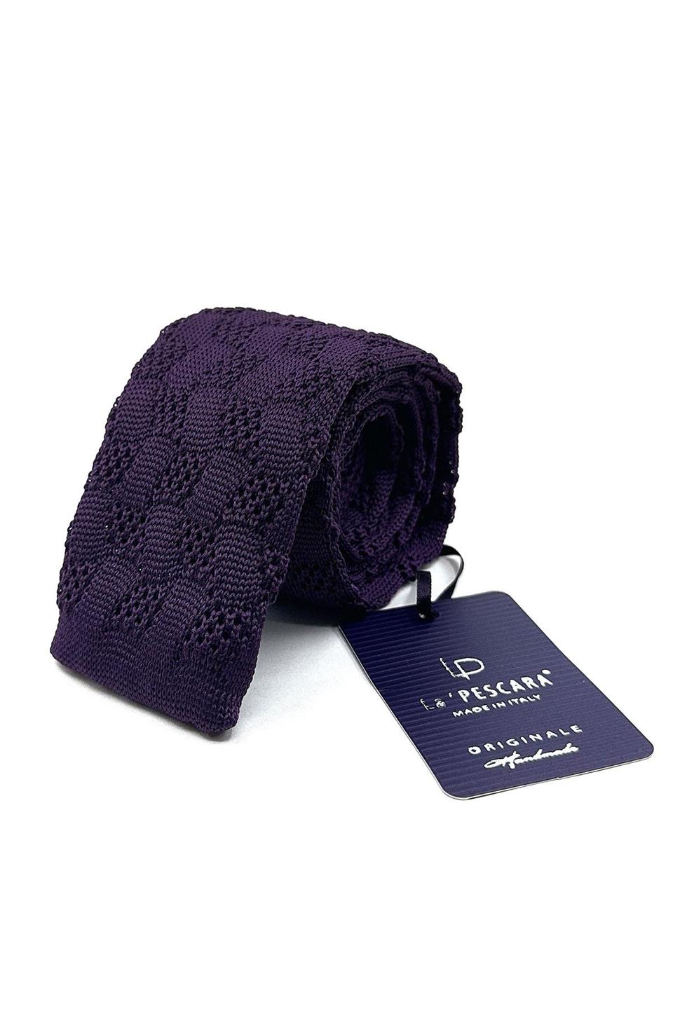 Mürdüm Kendinden Desen Örgü Kravat ÖR8347