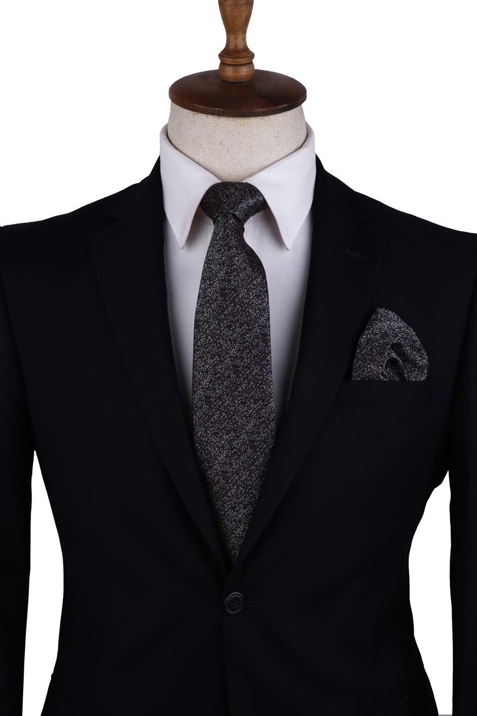 Mürdüm Kum Desen Mendilli Klasik Kravat KK10439