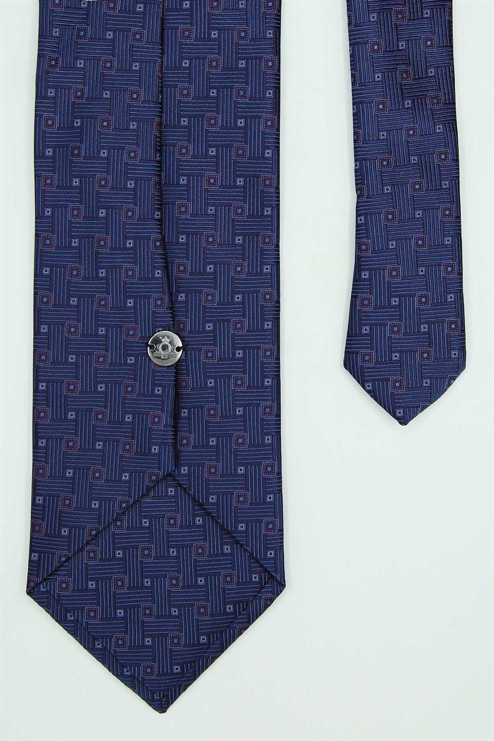 Mürdüm - Lacivert Kare Kravat