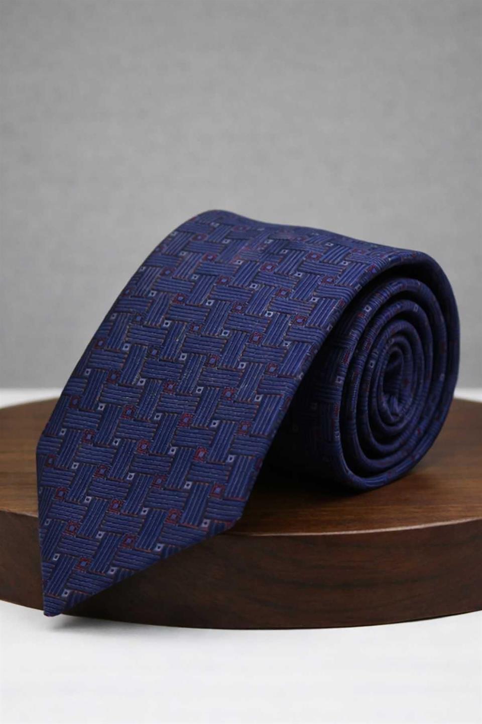 Mürdüm - Lacivert Kare Kravat