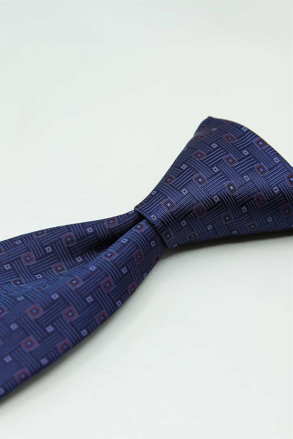 Mürdüm - Lacivert Kare Kravat