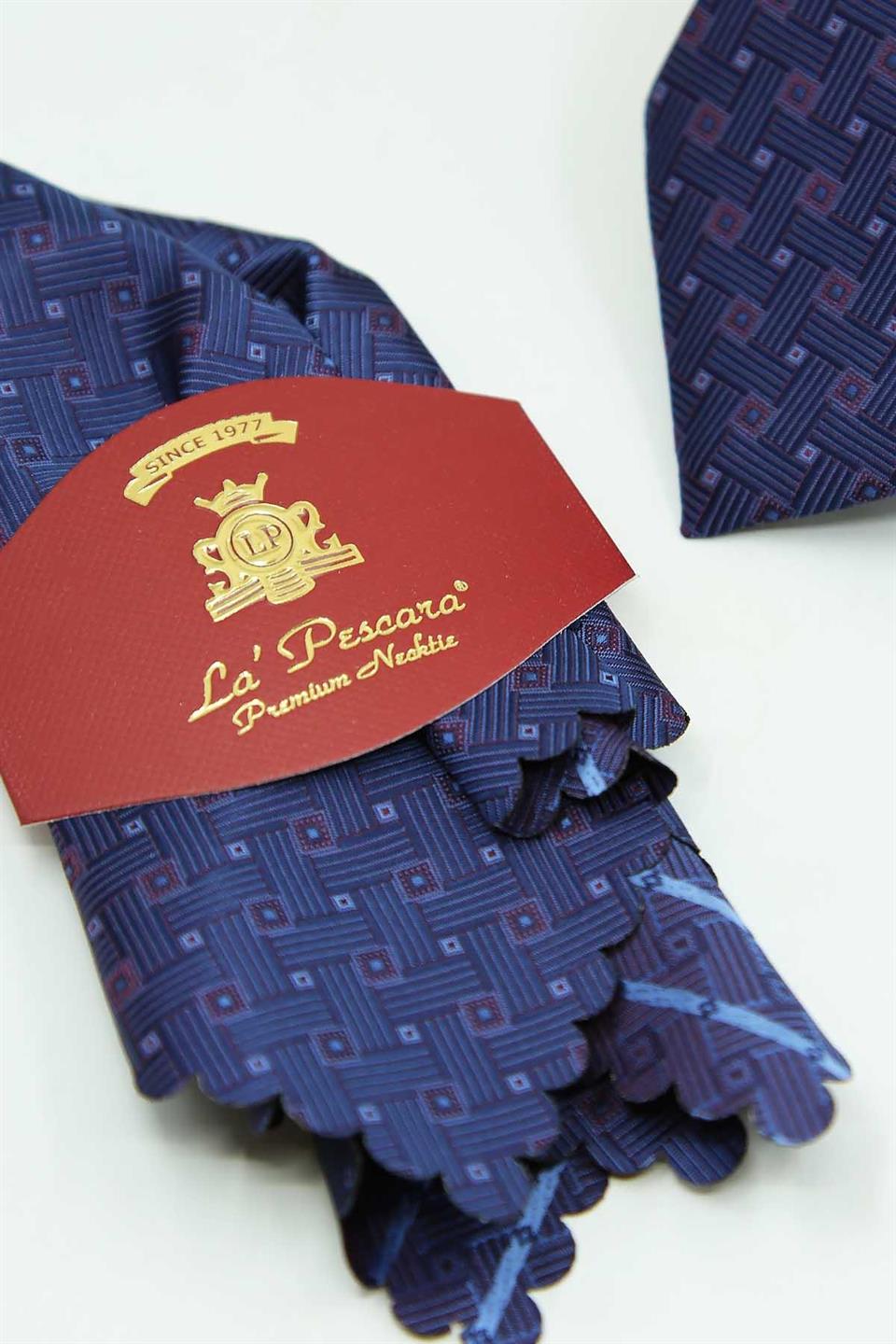 Mürdüm - Lacivert Kare Kravat