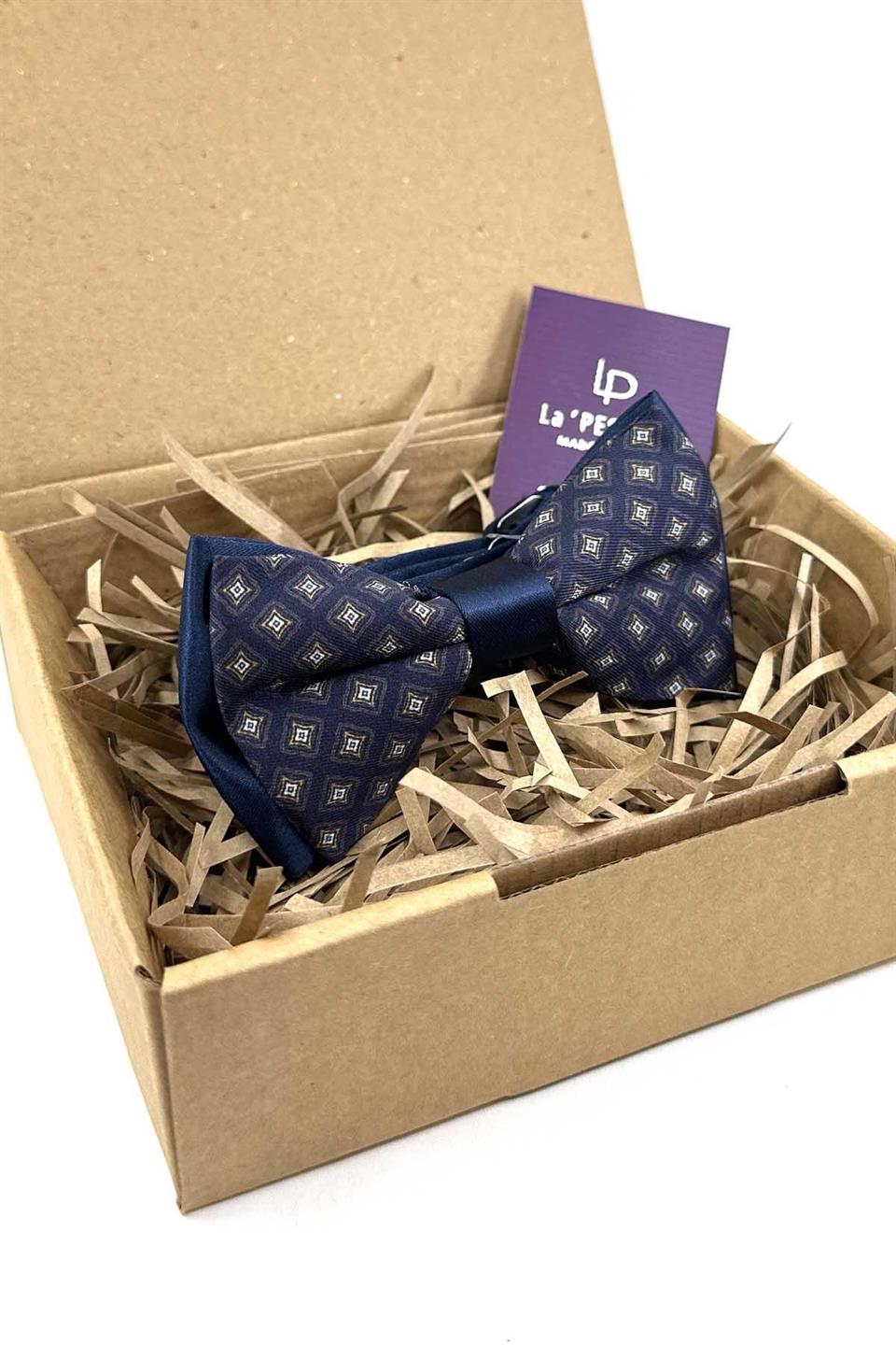 Mürdüm - Lacivert Küçük Desen Papyon P1971