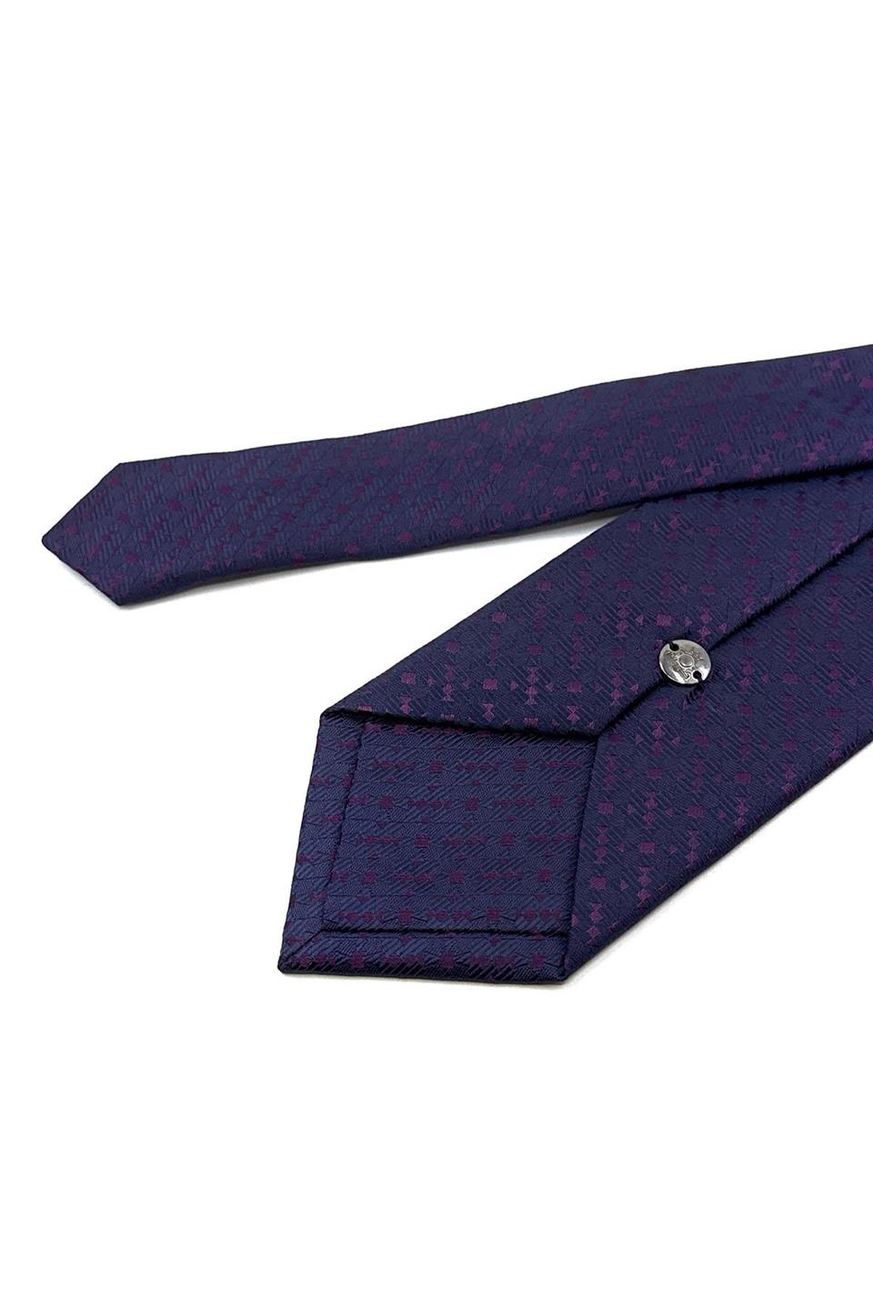 Mürdüm - Lacivert Motif Desen Mendilli Klasik Kravat KK12014
