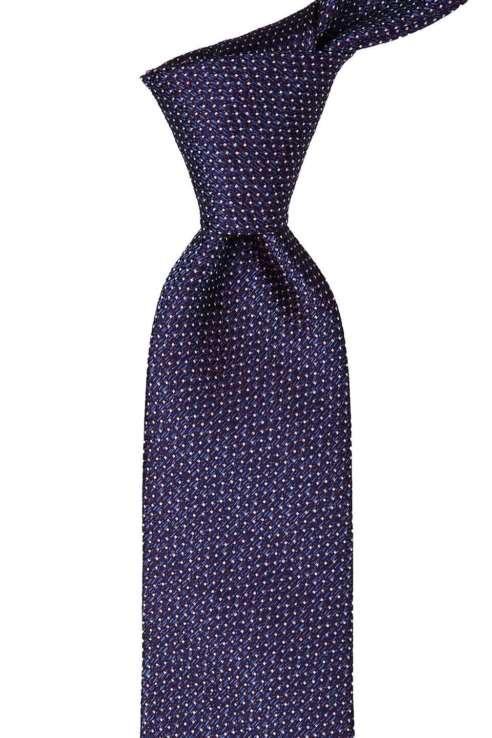 Mürdüm - Lacivert Nokta Desen Mendilli Klasik Kravat KK9662