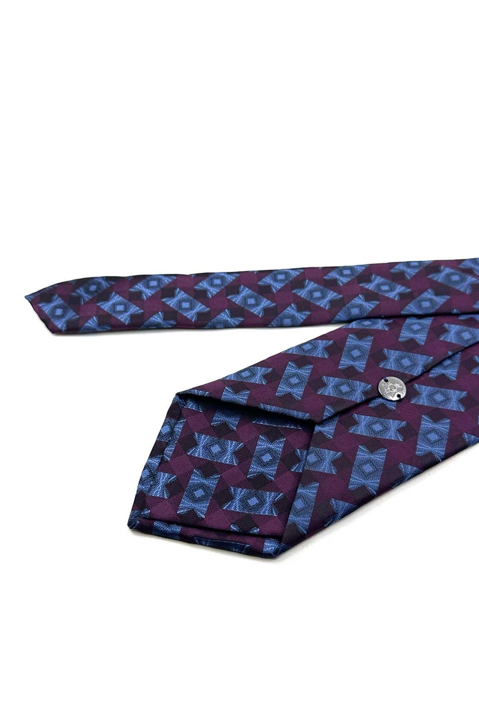 Mürdüm Mavi Motif Desen Mendilli Klasik Kravat KK13937