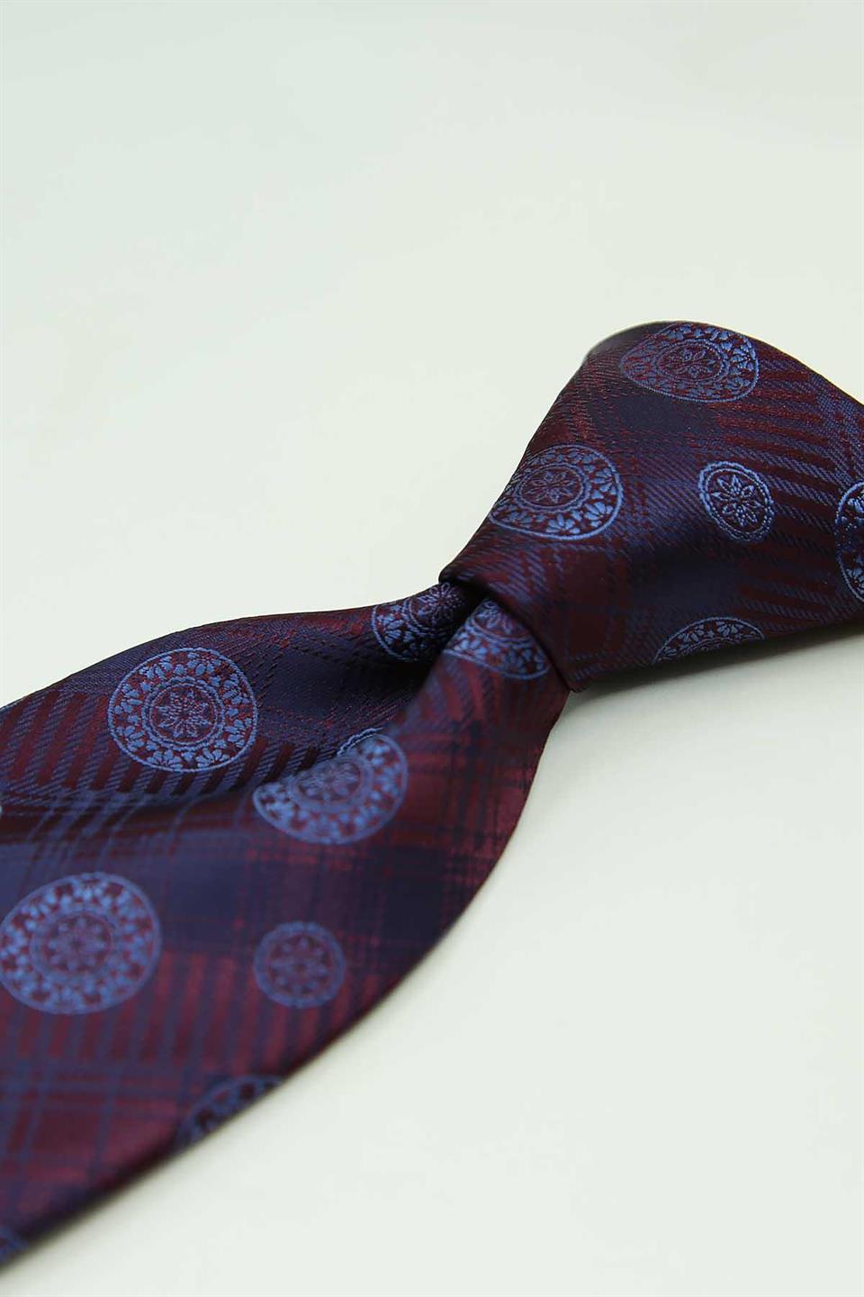 Mürdüm - Mavi Motif Kravat