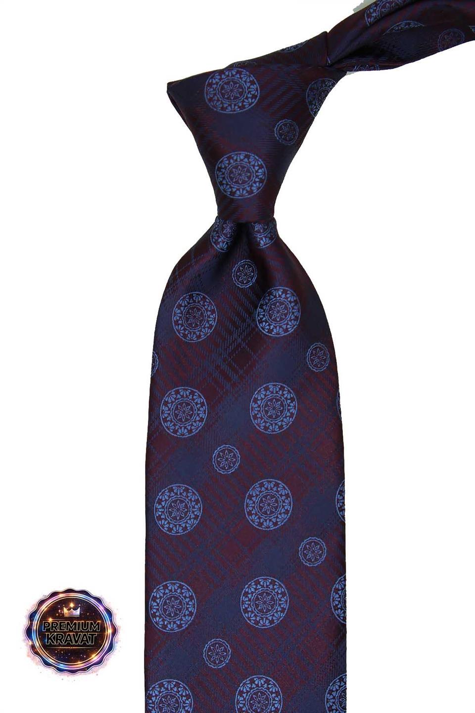 Mürdüm - Mavi Motif Kravat