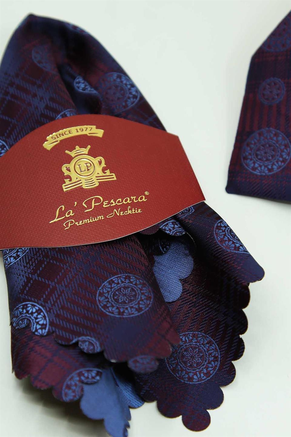 Mürdüm - Mavi Motif Kravat