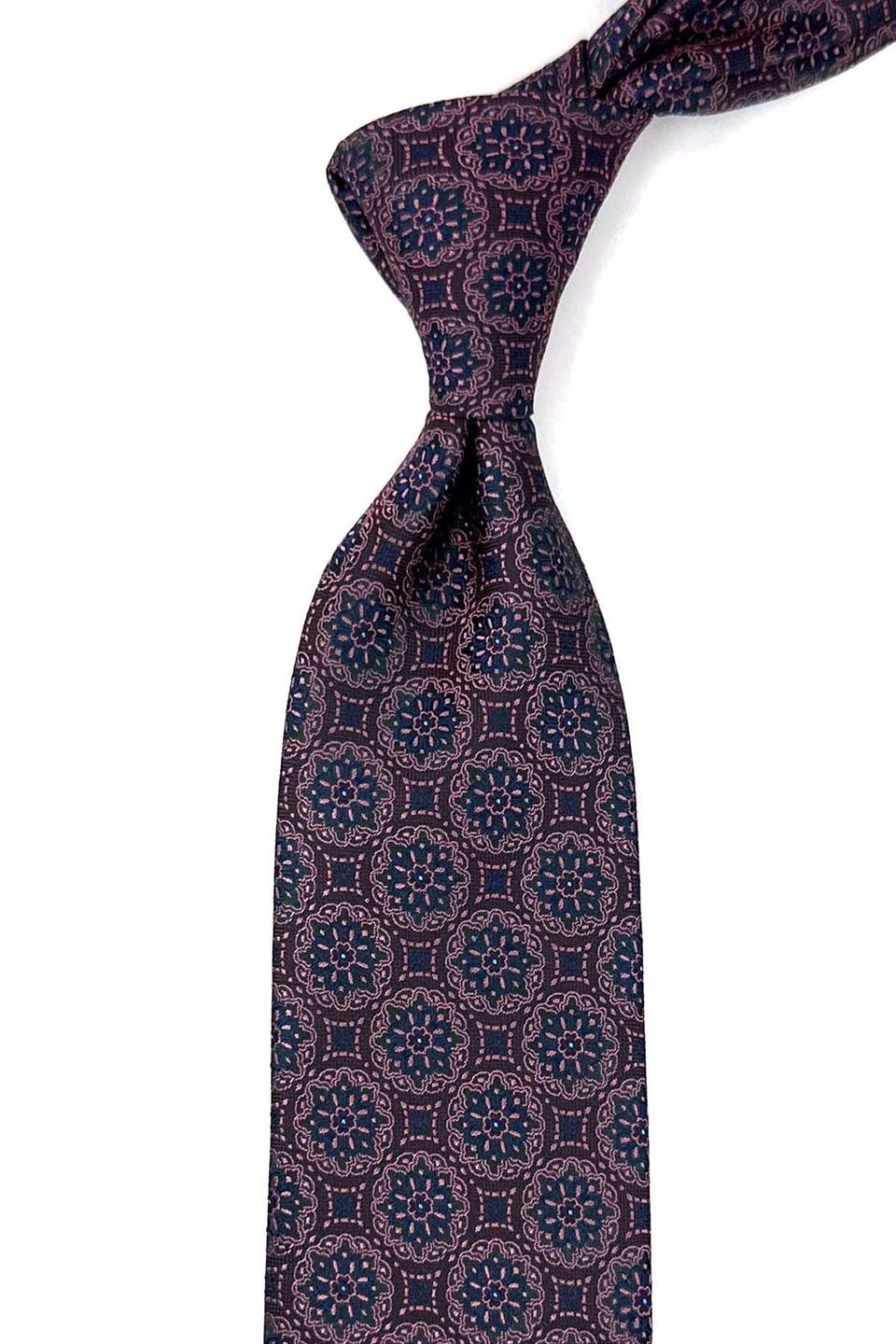 Mürdüm Motif Desen Mendilli Klasik Kravat KK12674