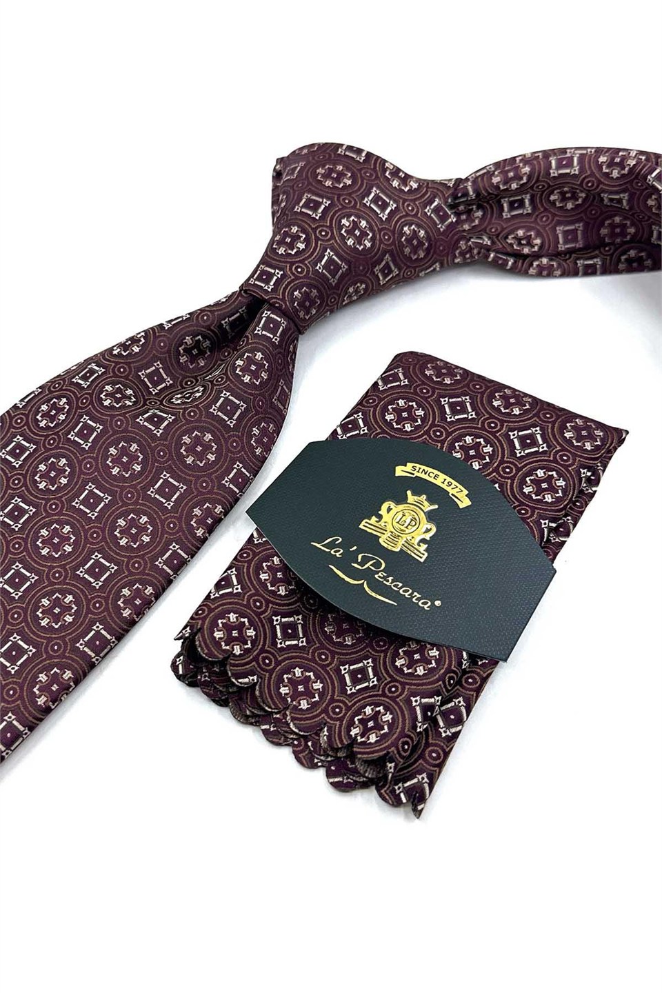 Mürdüm Motif Desen Mendilli Klasik Kravat KK14000