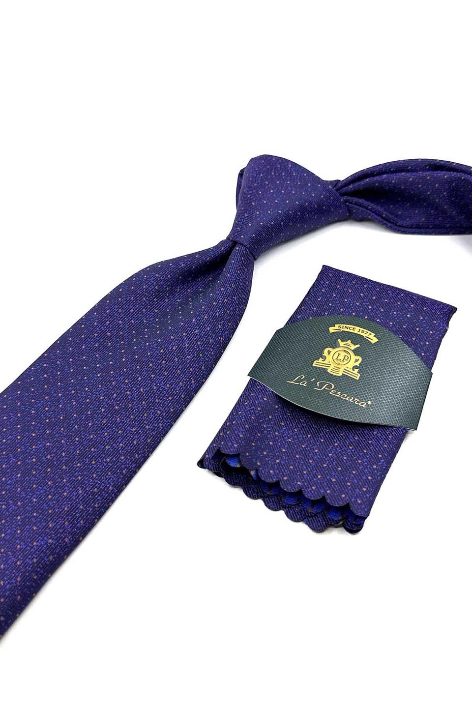 Mürdüm Nokta Desen Mendilli Klasik Kravat KK12520