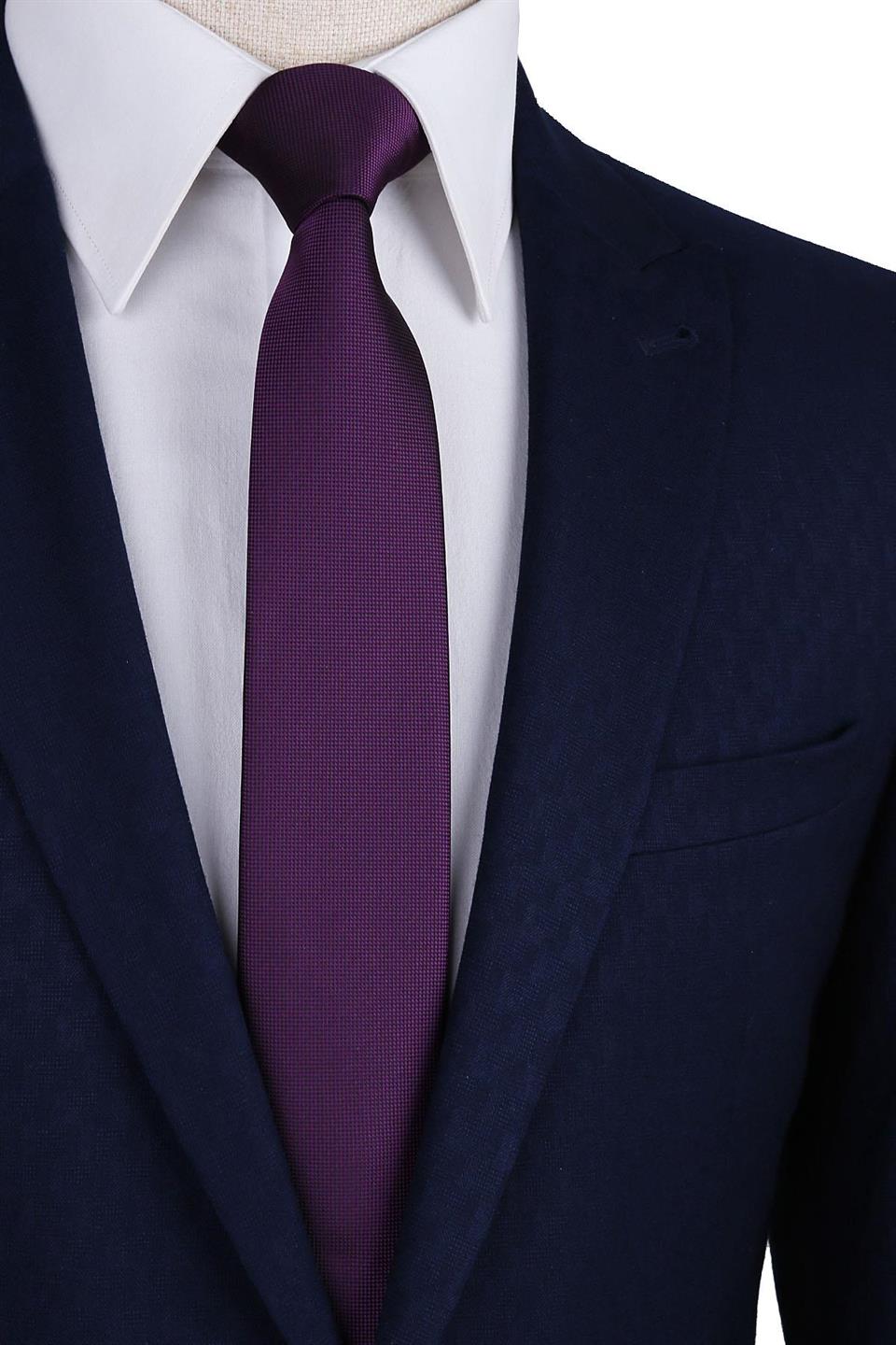 Mürdüm Nokta Desen Slim Kravat SK7585