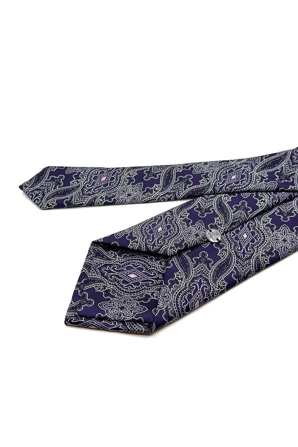 Mürdüm Şal Desen Mendilli Klasik Kravat KK12865