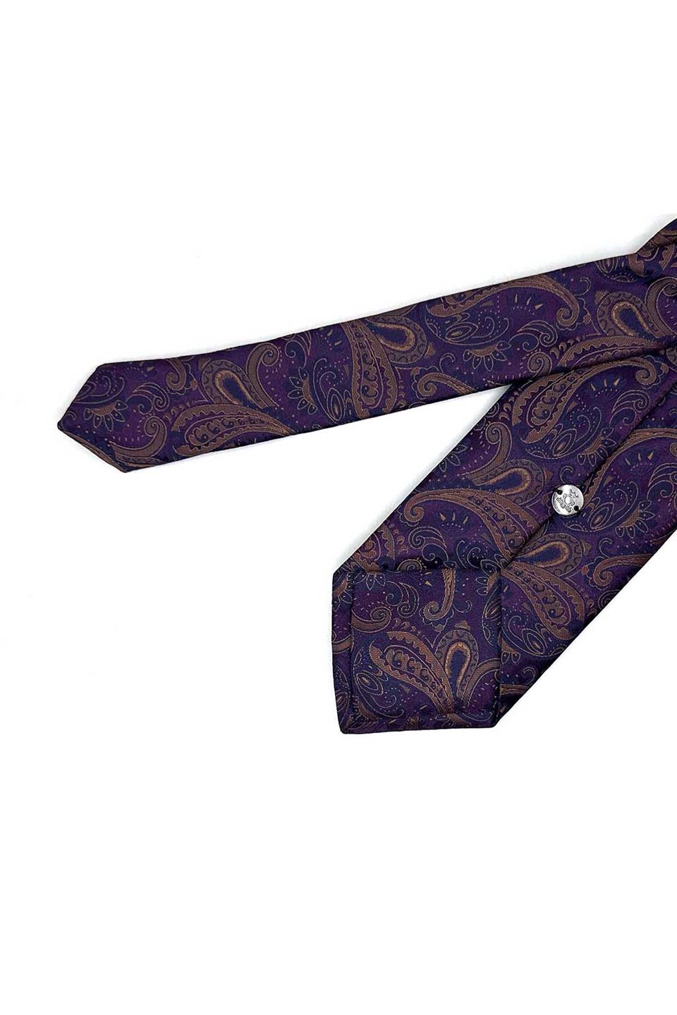 Mürdüm Şal Desen Mendilli Klasik Kravat KK13127