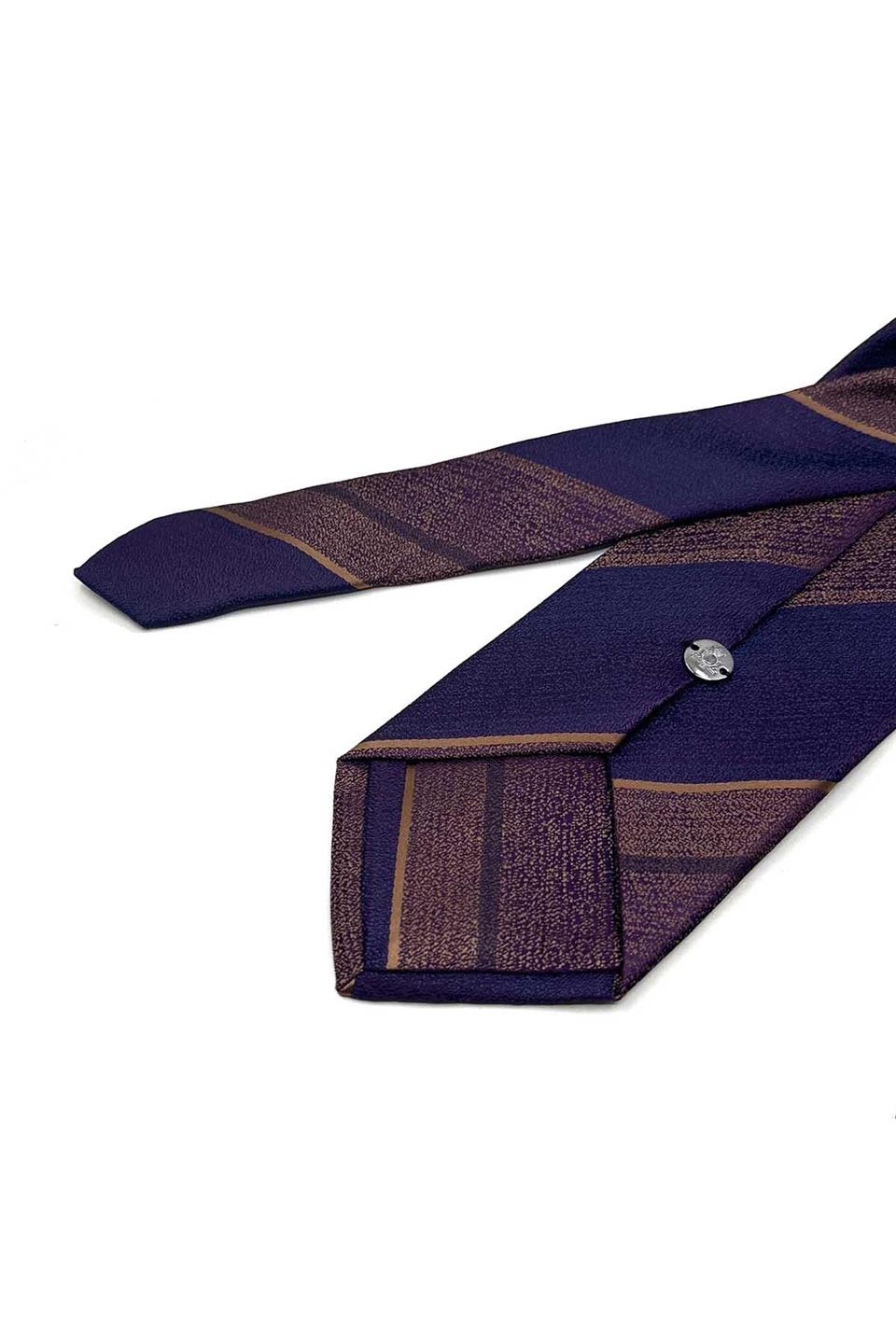 Mürdüm - Sarı Çizgi Desen Mendilli Klasik Kravat KK13671