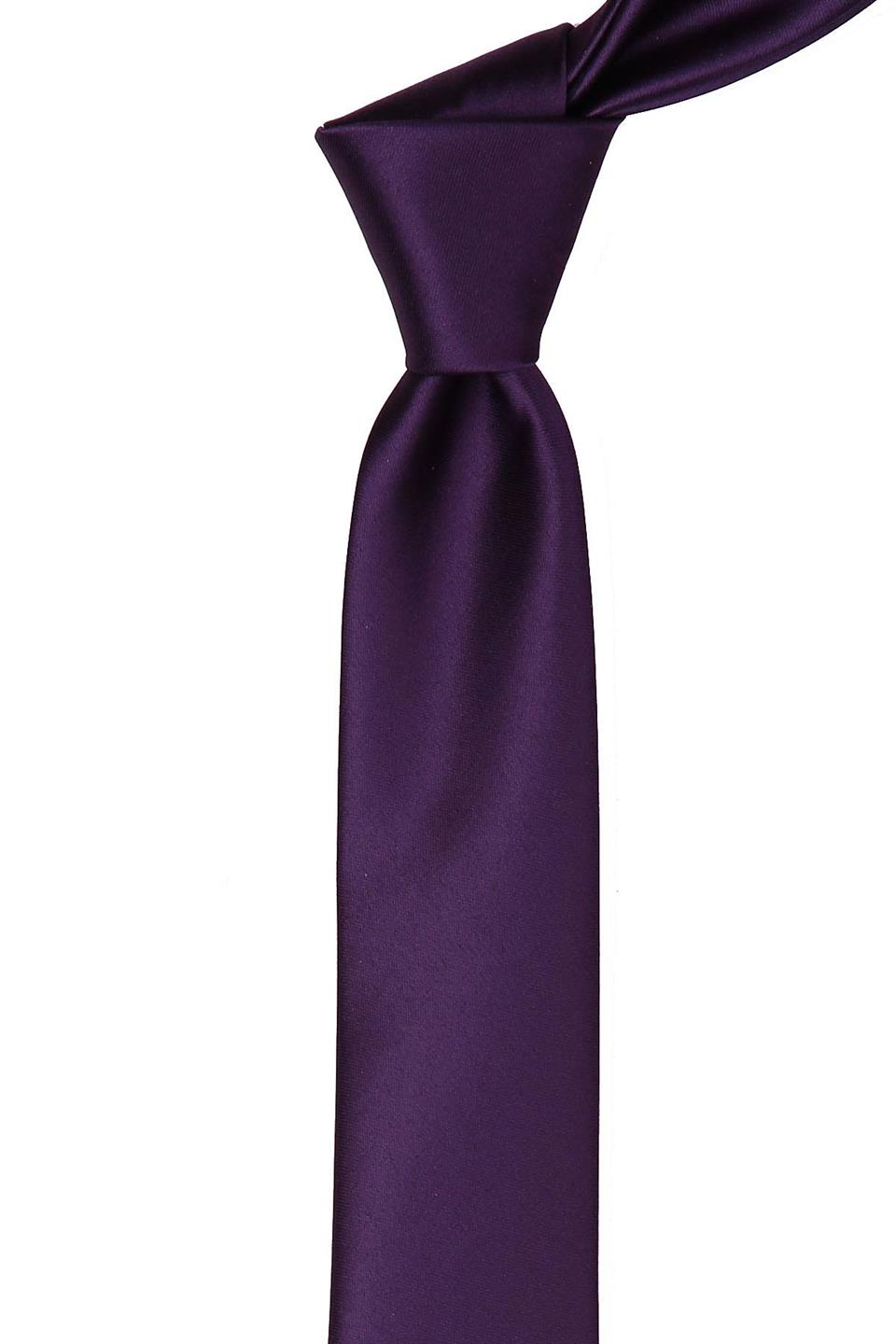 Mürdüm Saten Düz Çok İnce Kravat UST09