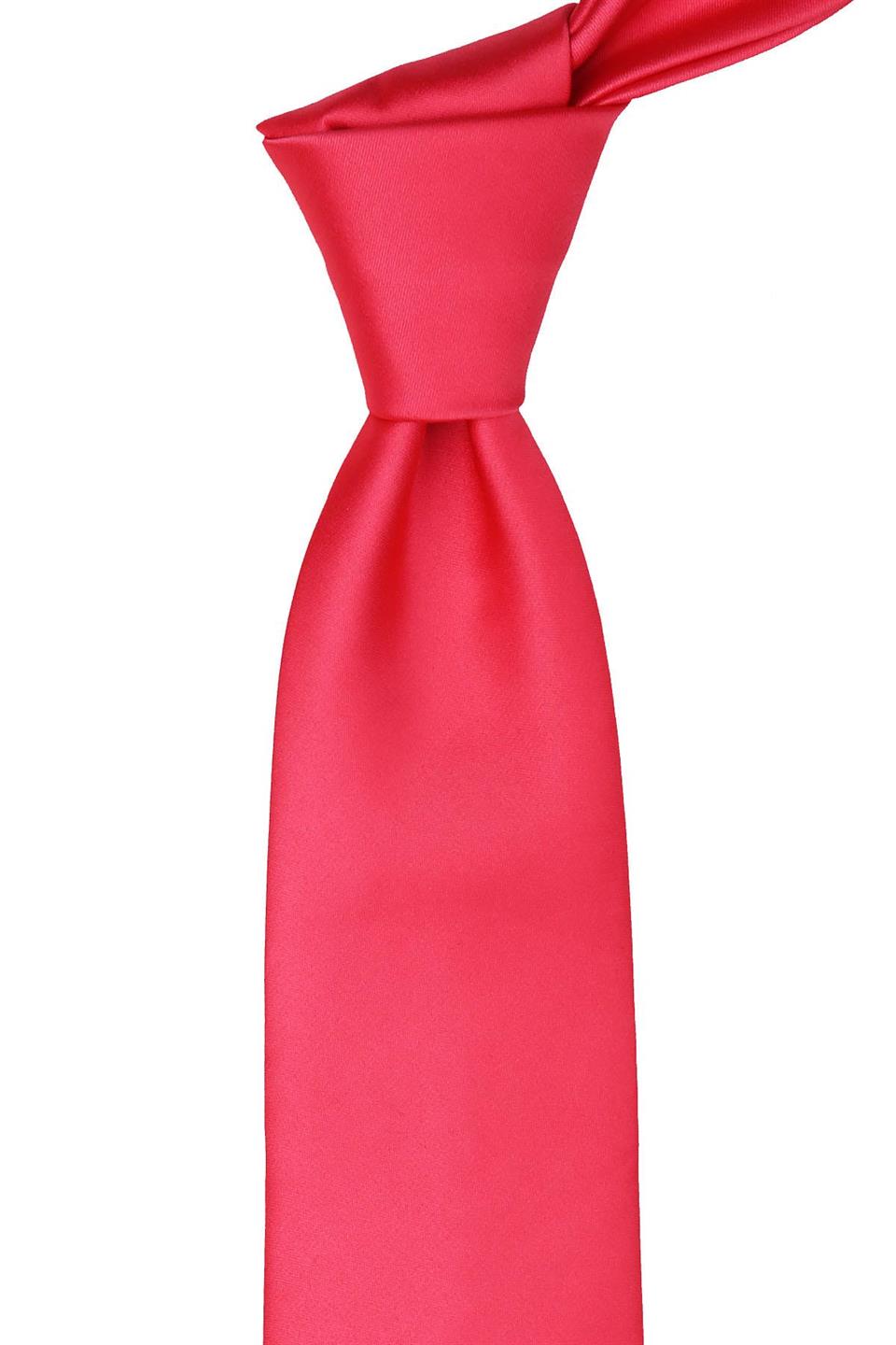 Nar Çiçeği Mendilli Düz Saten Kravat KK1136