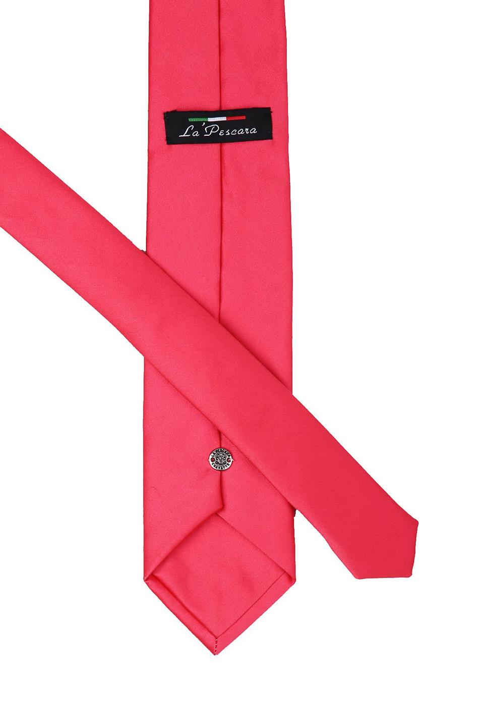 Nar Çiçeği Mendilli Düz Saten Kravat KK1136