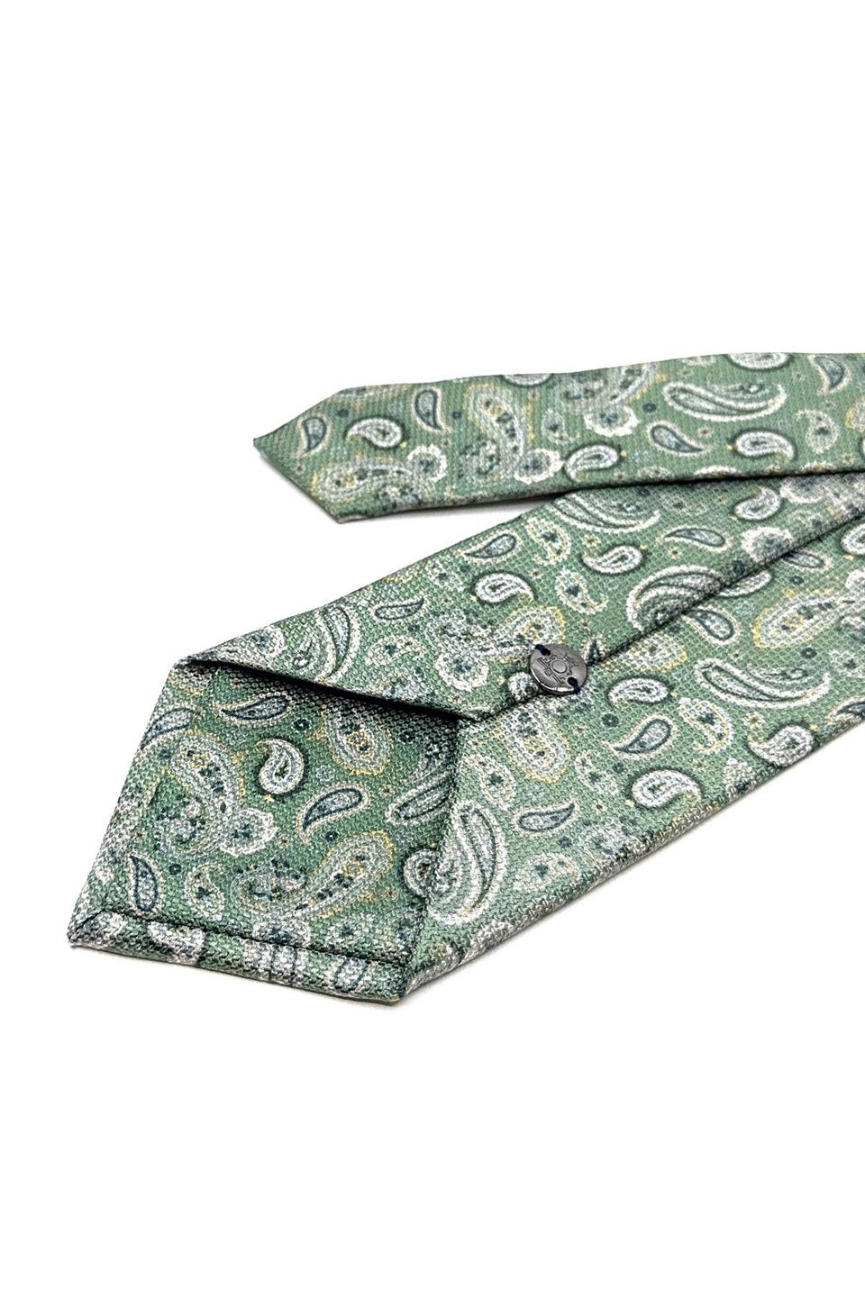 Nefti Yeşil Şal Desen Mendilli Klasik Kravat KK11771