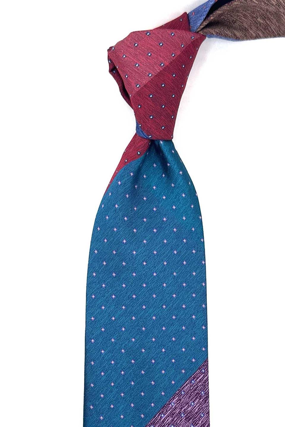 Nokta Desen Çok Renkli Patchwork Klasik Kravat KK12187