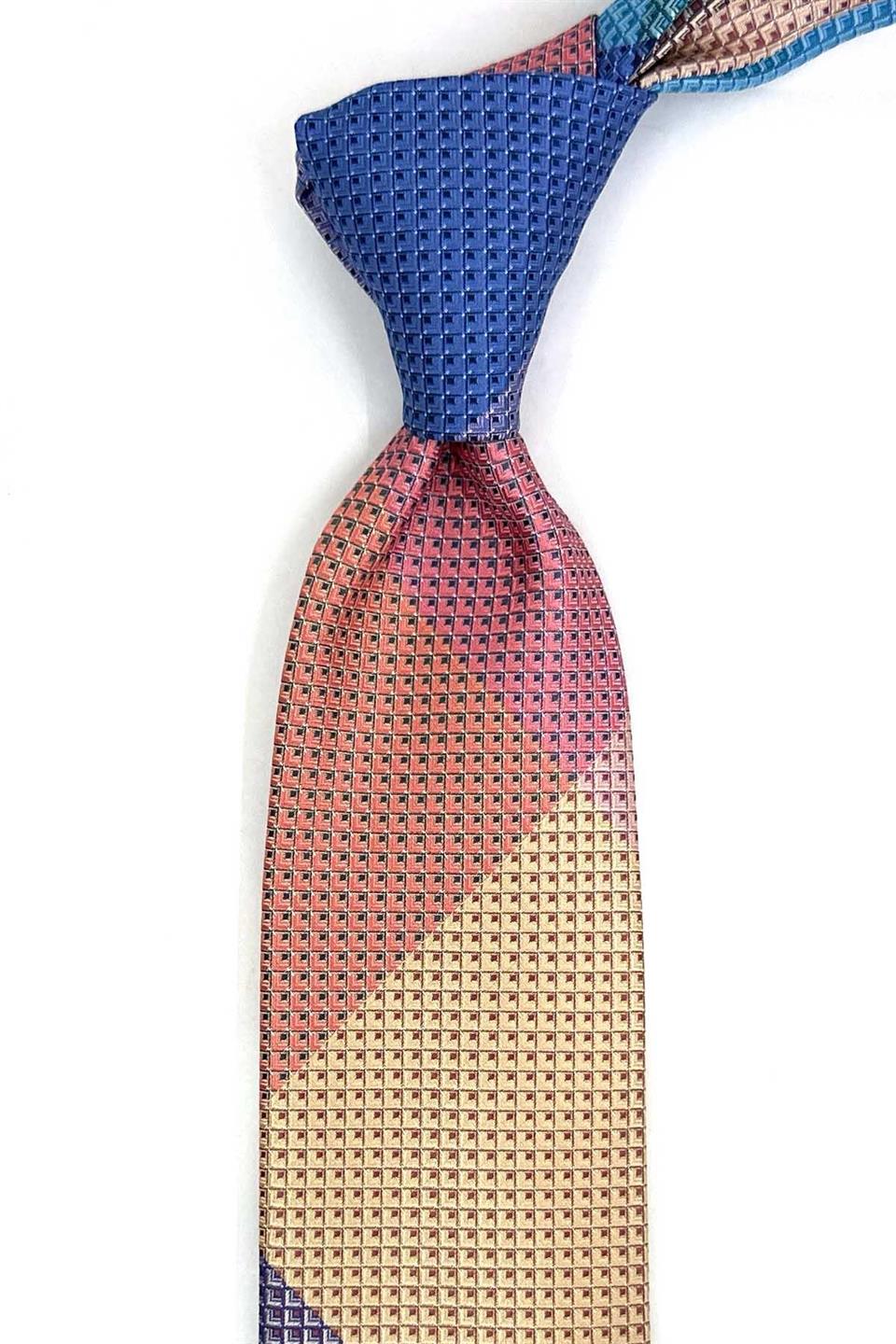 Nokta Desen Çok Renkli Patchwork Klasik Kravat KK13374