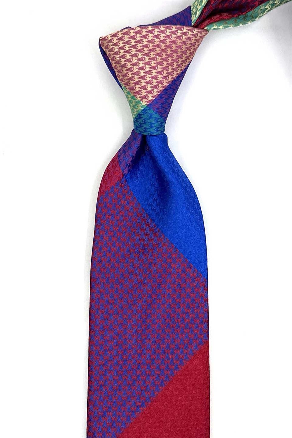 Nokta Desen Çok Renkli Patchwork Klasik Kravat KK13365