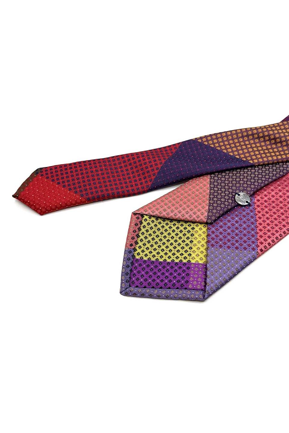 Nokta Desen Çok Renkli Patchwork Klasik Kravat KK13408