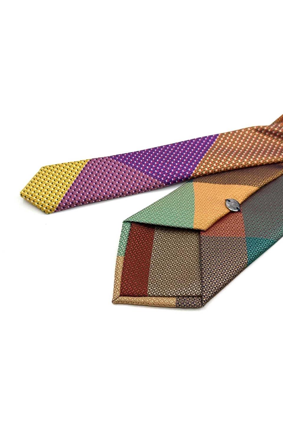 Nokta Desen Çok Renkli Patchwork Klasik Kravat KK13367