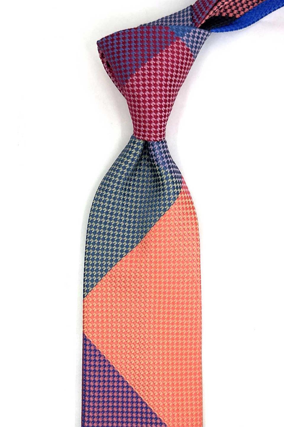 Nokta Desen Çok Renkli Patchwork Klasik Kravat KK13391