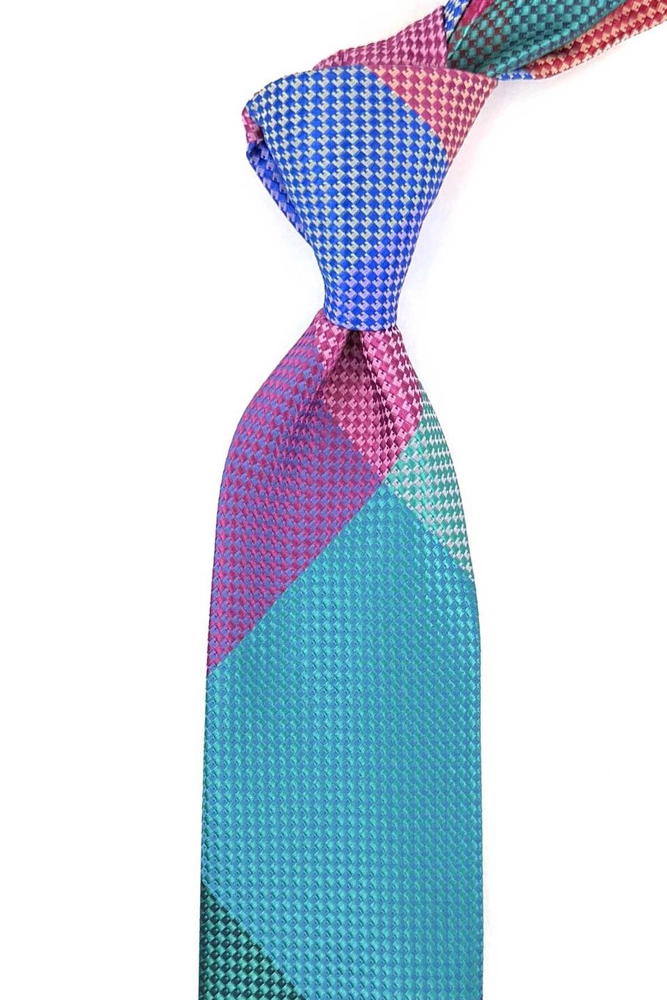 Nokta Desen Çok Renkli Patchwork Kravat KK13245