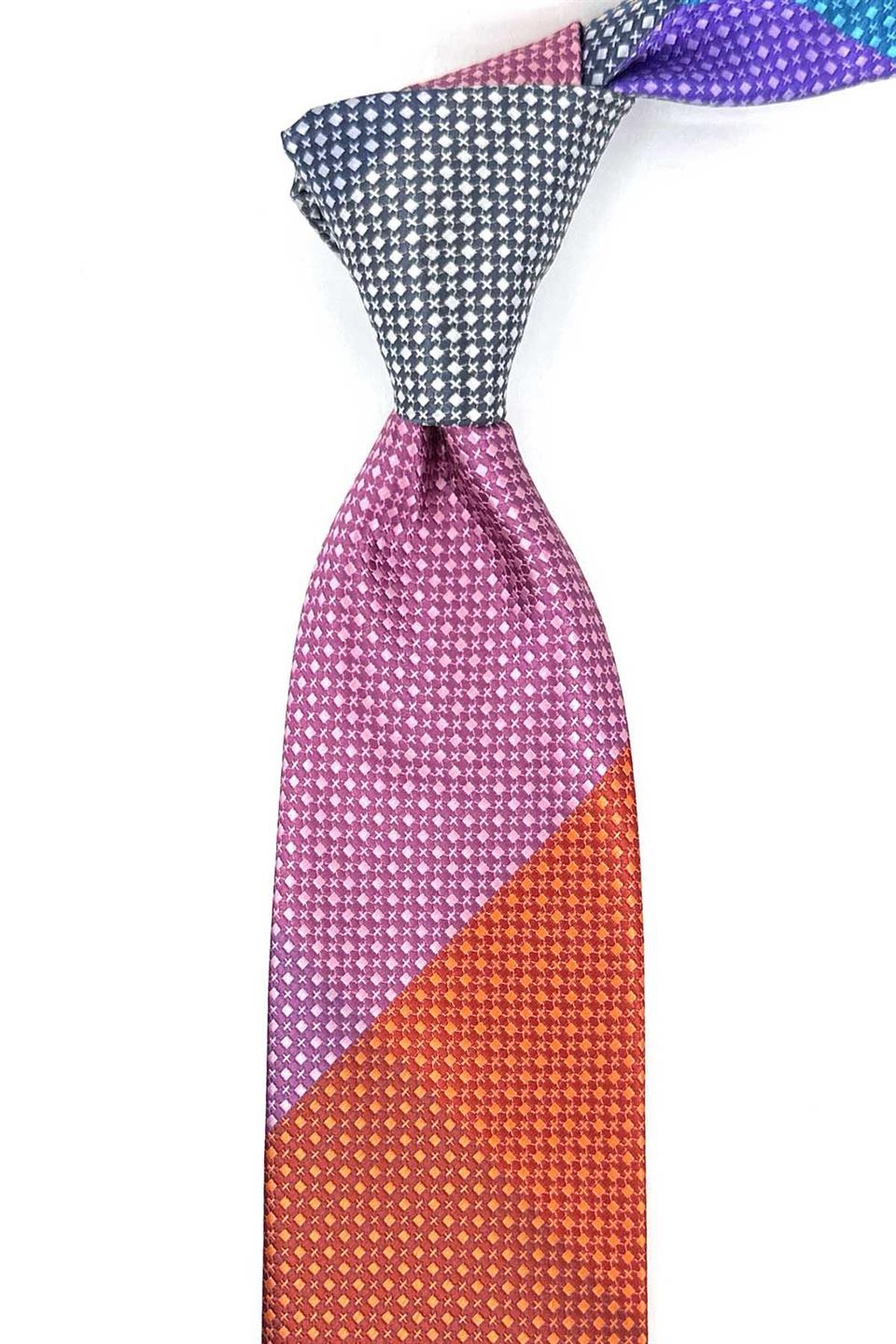 Nokta Desen Çok Renkli Patchwork Kravat KK13294