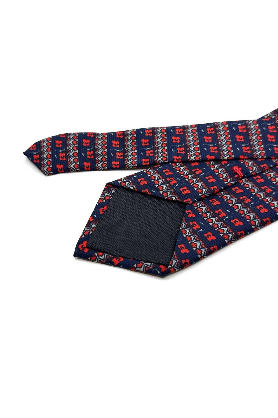 Novaretto Style Lacivert Motif Desen İtalyan İpek Kravat İK2272
