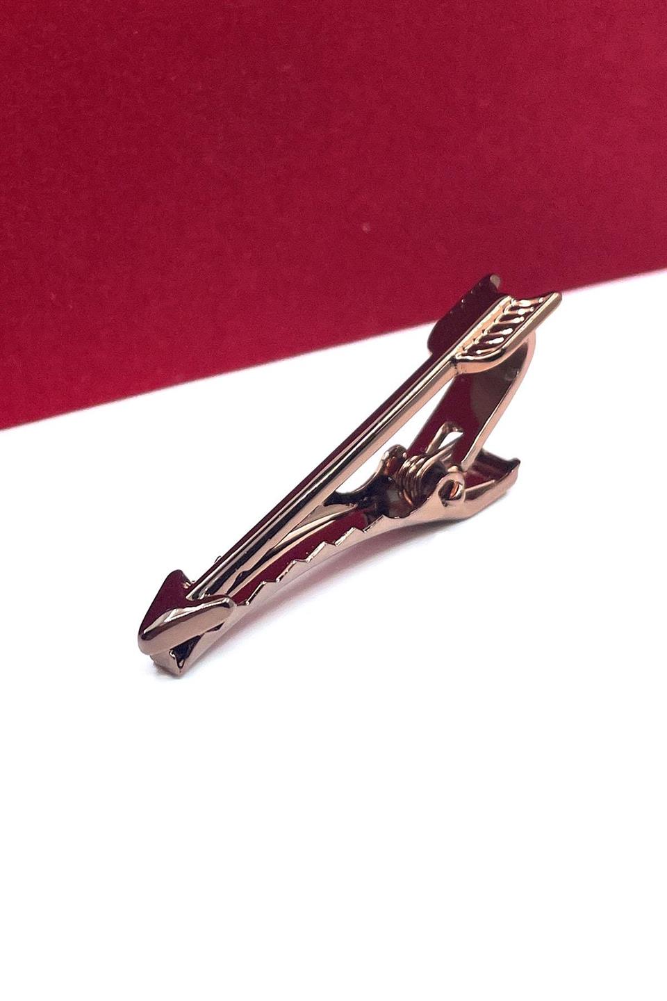 Ok Motif Bronz Renk Kravat İğnesi KIY714