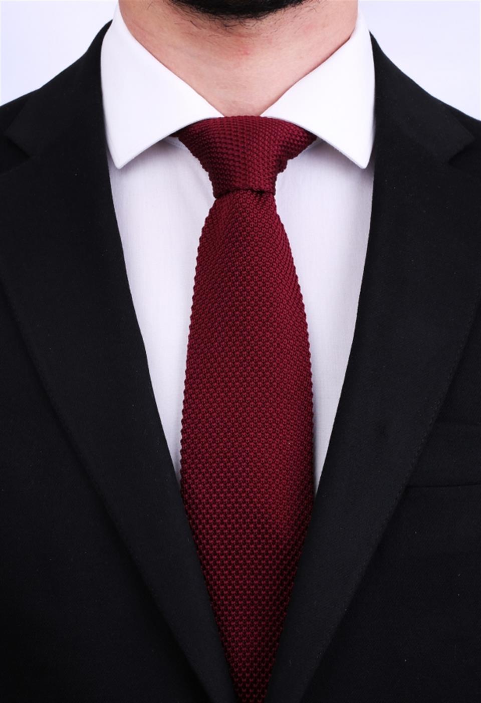 Örgü Bordo Kravat 8011