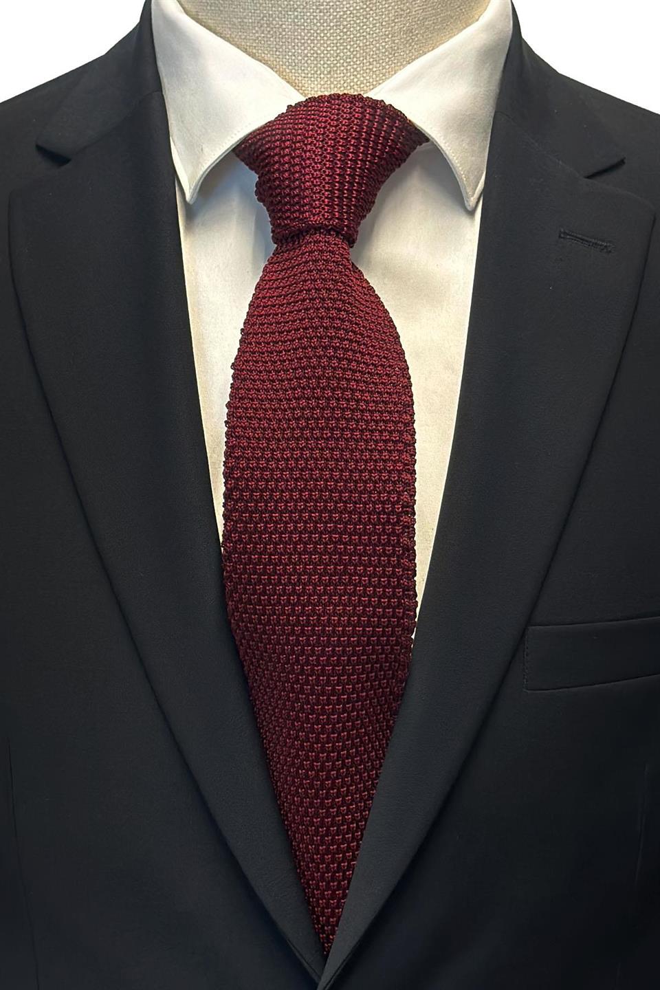 Örgü Bordo Kravat 8011