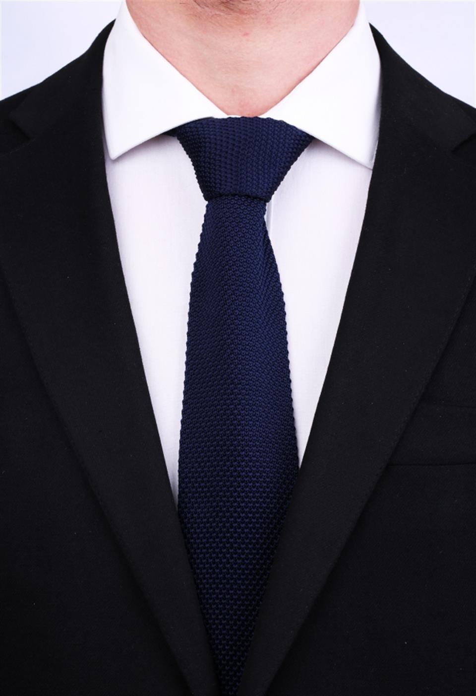 Örgü Lacivert Kravat 8009