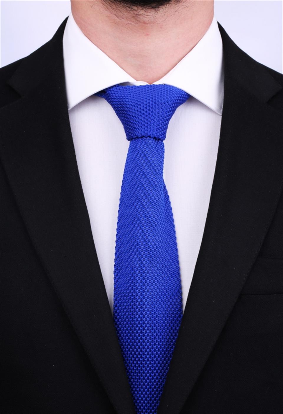 Örgü Saks Mavi Kravat 8010