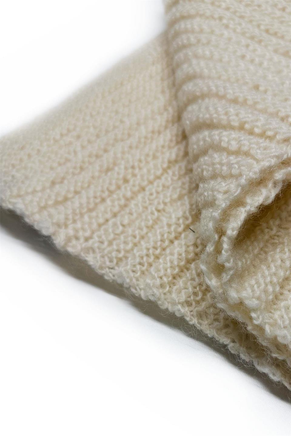 Osceola Style Krem Örgü Wool Kaşkol K466