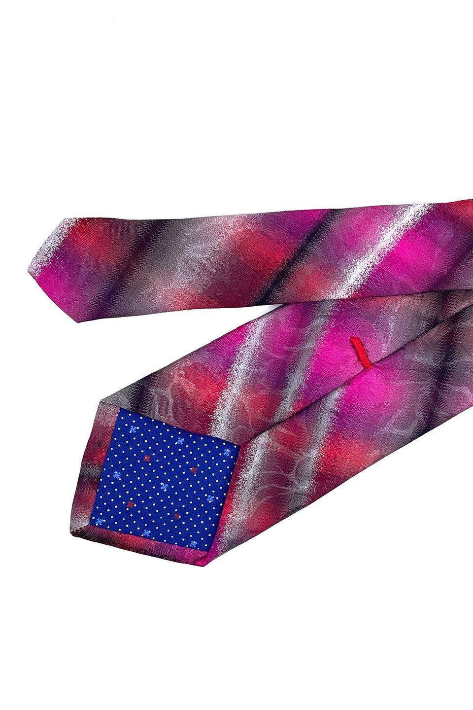 Ospadaleria Style Fuşya - Gri Motif Desen İtalyan İpek Kravat İK1197