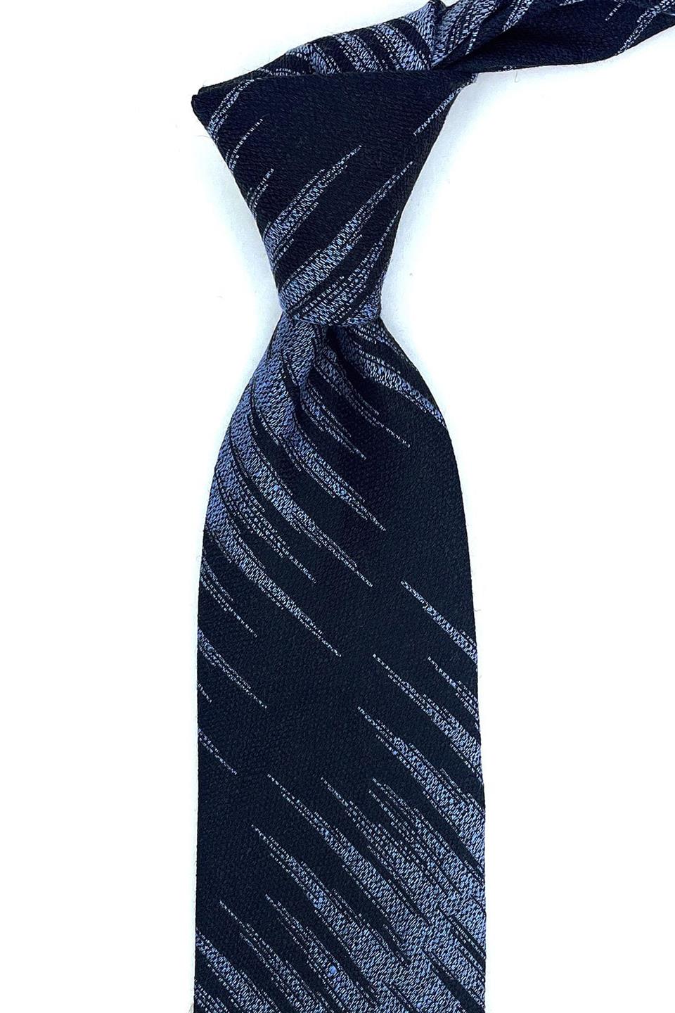 Ottogono Style Lacivert - Lila Motif Desen İtalyan İpek Kravat İK1204