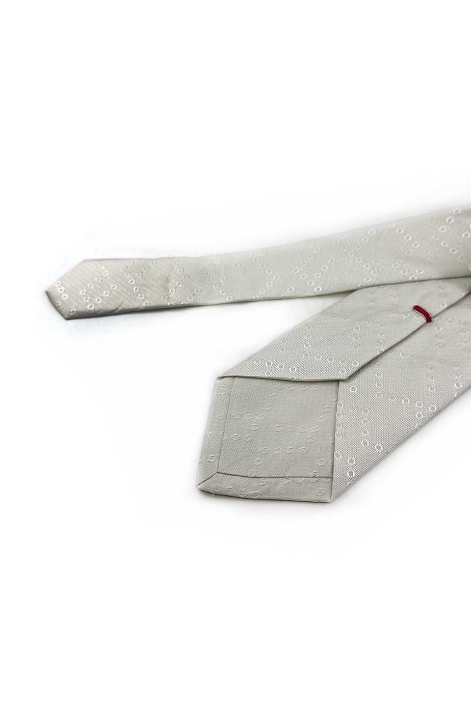 Oulton Style Kırık Beyaz Kendinden Desen İtalyan İpek Kravat İK2021