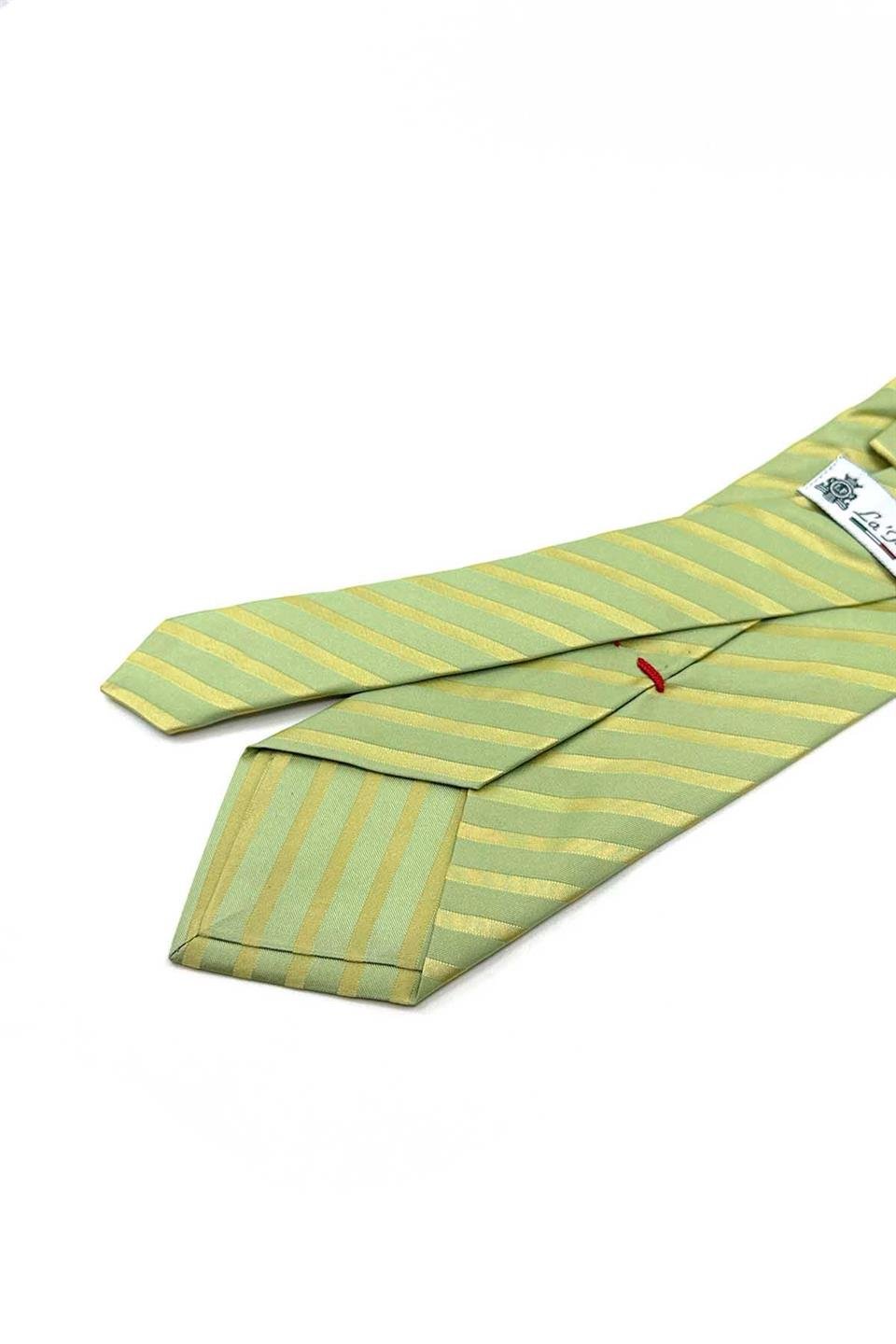 Oveja Style Yeşil Çizgi Desen İtalyan İpek Kravat İK1474