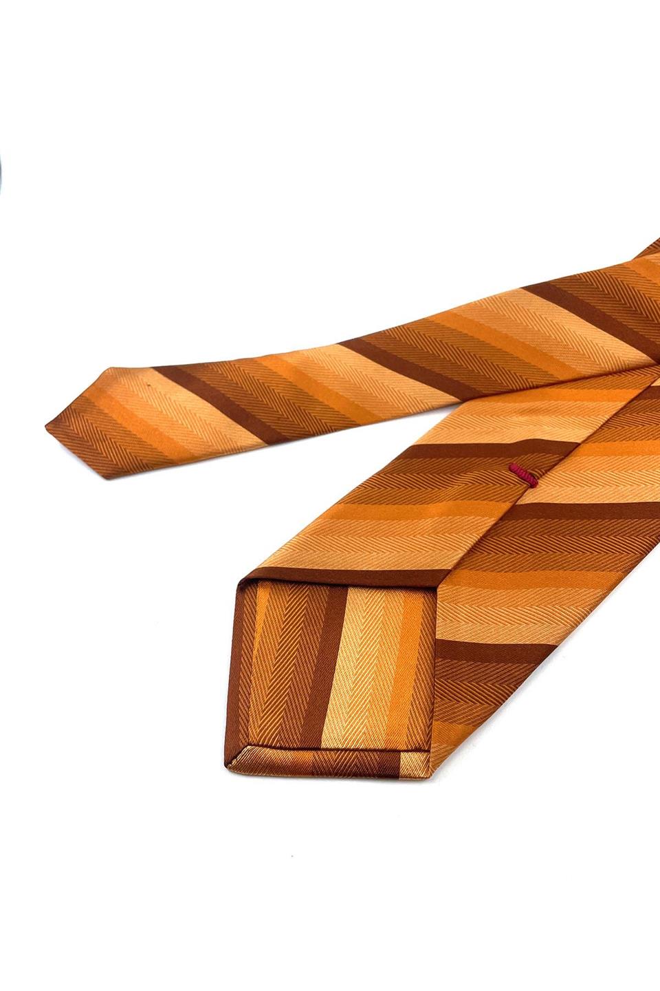 Palladio Style Turuncu Çizgi Desen İtalyan İpek Kravat İK1346